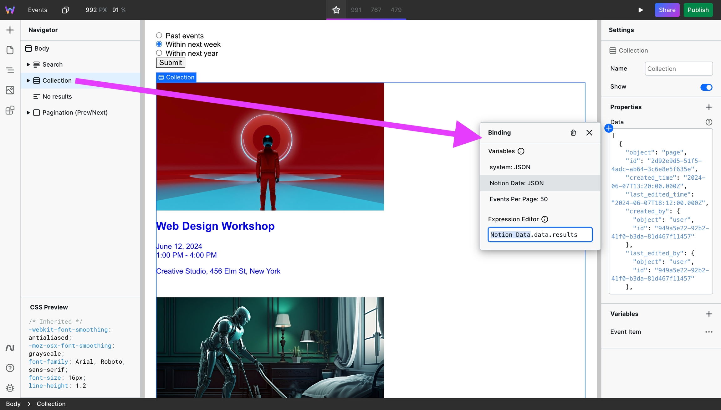 Notion records attached to Collection